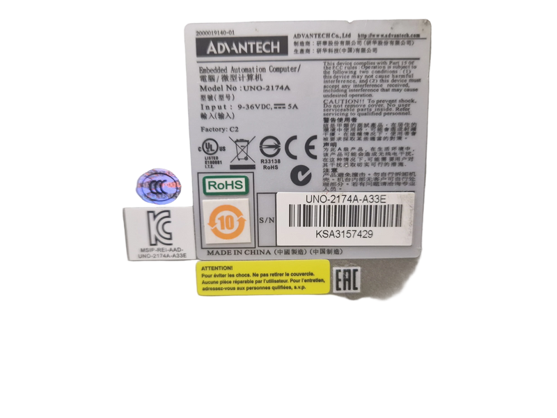 1x Advantech Industrial Computer UNO-2174A-A33E 9-36VDC 5A