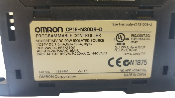 Omron PLC CPU Programmable Controller CP1E-N30DR-D & CP1W-MAD11