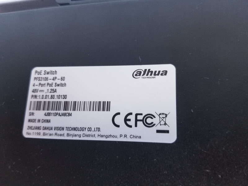 Dahua PoE ethernet switch PFS3106-4P-60