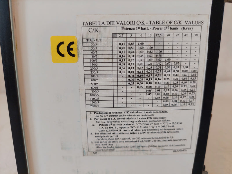 COMAR QN6 Condensatori REACTIVE POWER REGULATOR