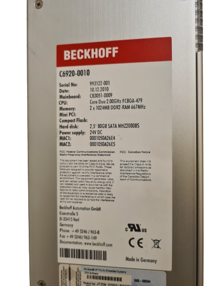 BECKHOFF C6920-0010 Control cabinet Industrial PC