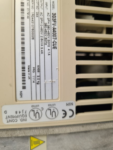Omron Sysdrive 3G3FV-A4007-CUE Inverter Drive 0.75kW 400V