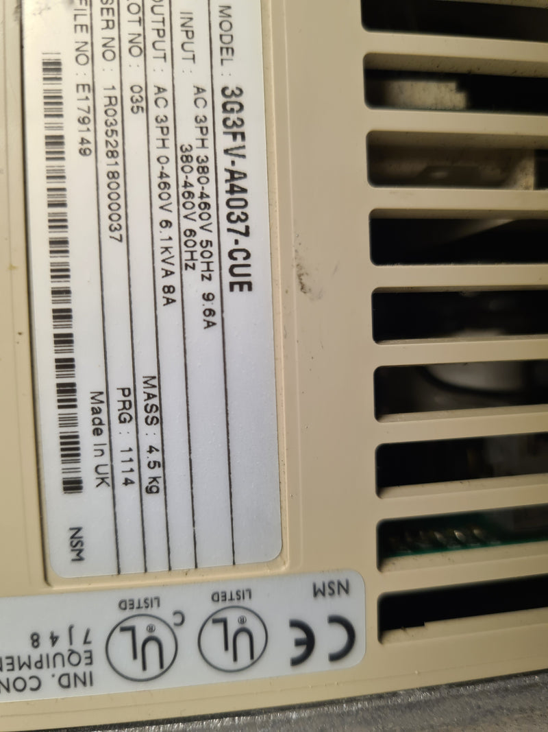 Omron Sysdrive 3G3FV-A4037-CUE Inverter Drive 3.7kW 400V