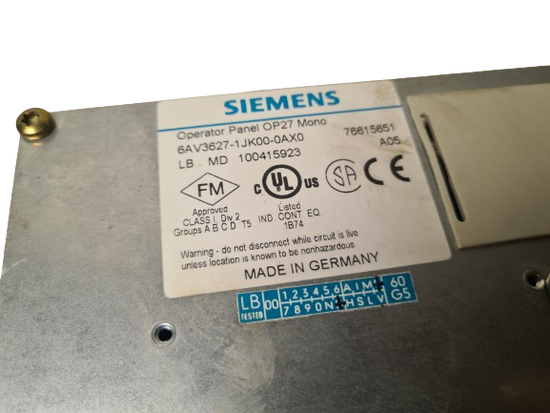 Siemens Simatic OP27  mono Operator Panel 6AV3627-1JK00-0AX0 HMI