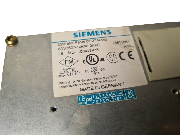 Siemens Simatic OP27 mono Operator Panel 6AV3627-1JK00-0AX0 HMI