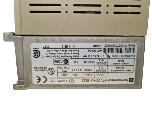 Schneider Electric Telemecanique ATV28HU18M2 Adjustable Speed Drive 0.75 kW Class A EMC filter