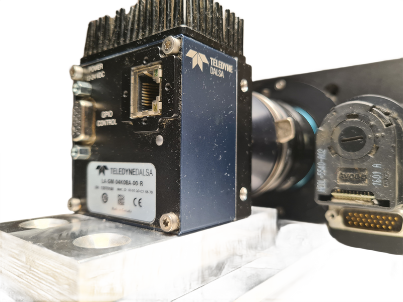 Teledyne DALSA LA-GM-04K08A-00-R Industrial Machine Vision Camera Assembly with Avago HEDL-5540-A02 Encoder and OWIS Rotary Stage