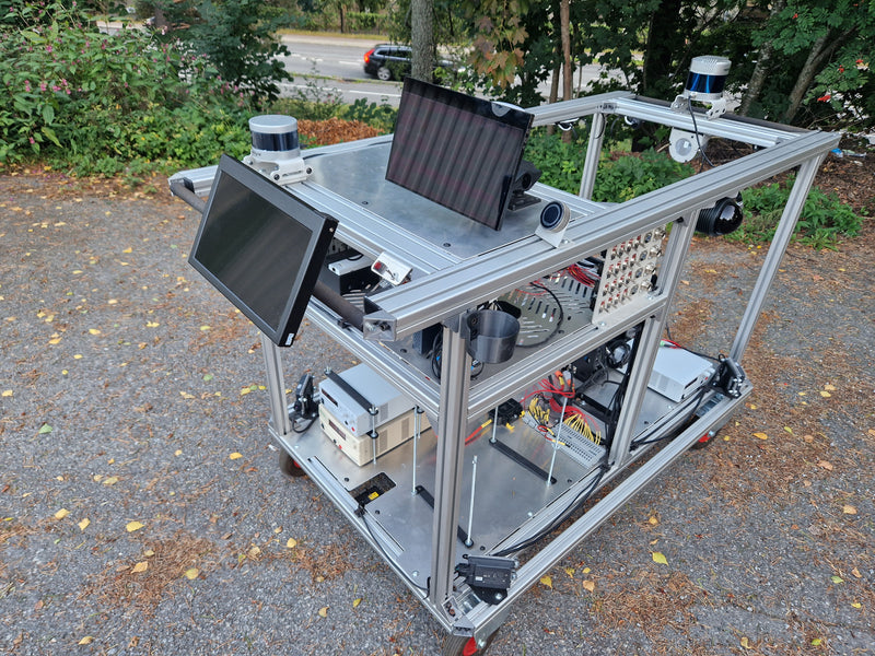 Extreme Autonomy Advanced Testing cart 6x LiDARs, 5x Radars, 4x Axis Cameras CANBus - Autonomous driving testing - ASK FOR A QUOTE