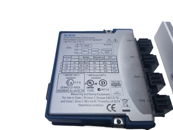 National Instruments USB-9162 CompactDAQ Chassis National Instruments USB-6008 Multifunction I/O Device National Instruments NI-9219 C Series Universal Analog Input Module