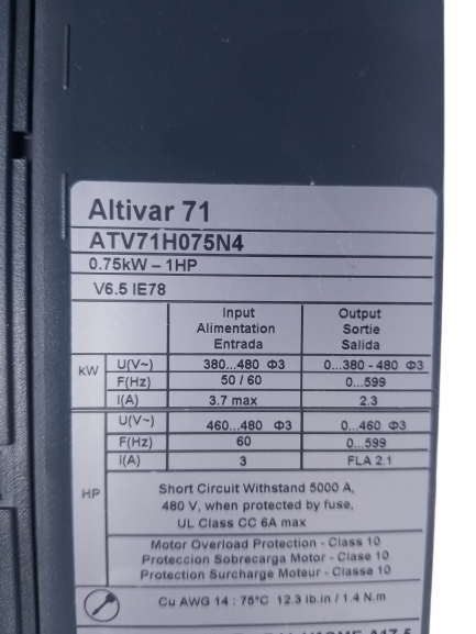 Schneider Electric Altivar 71 ATV71H075N4 Variable Speed Drive