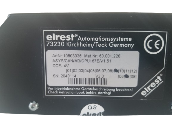 Elrest 73230 Automationssysteme 10803036 ASYS/CAN/M3/CPU167E/V1.51