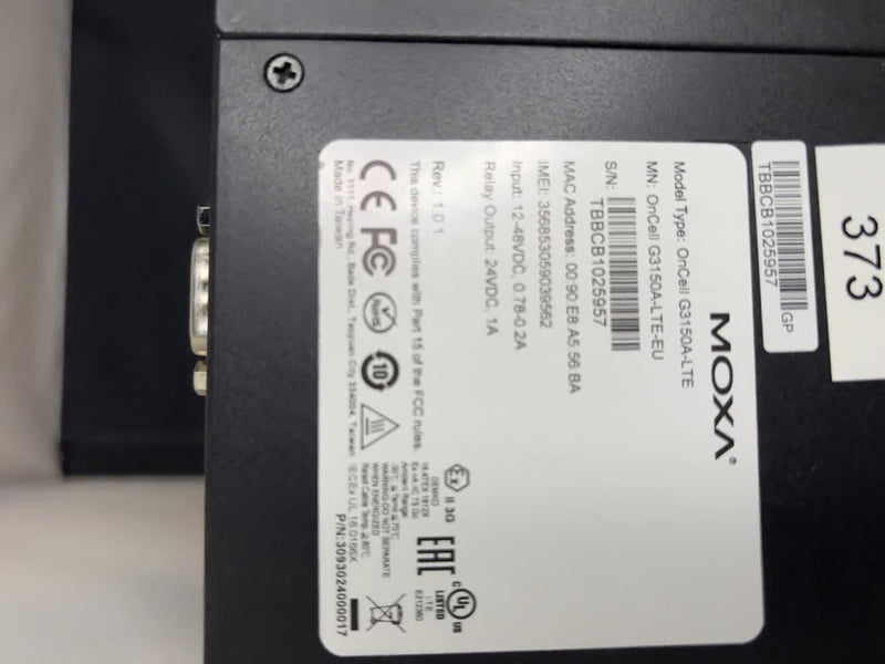 Moxa OnCell G3150A-LTE-EU 4G LTE Cellular Gateway S/N TBBCB1025957 Unit 373
