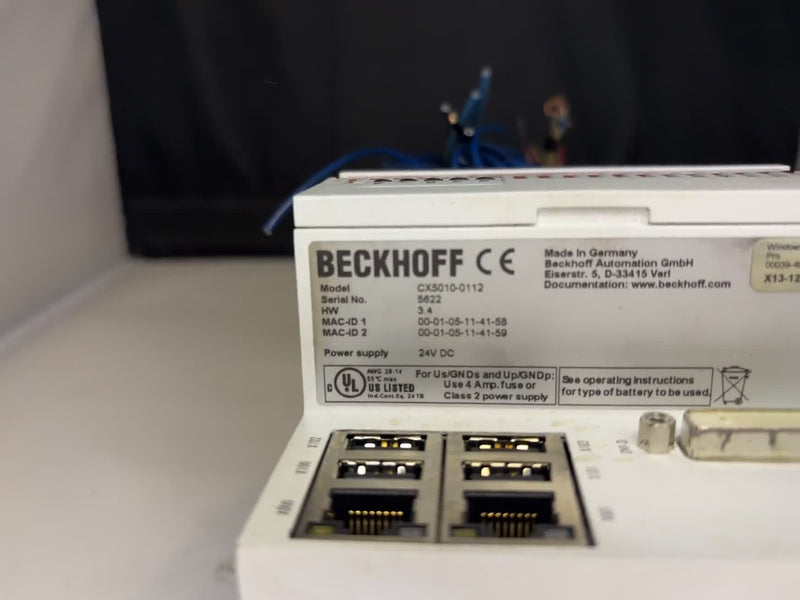 Beckhoff CX5010-0112 Embedded PC HW 3.4 S/N 5622 Windows CE 6.0 24VDC Used