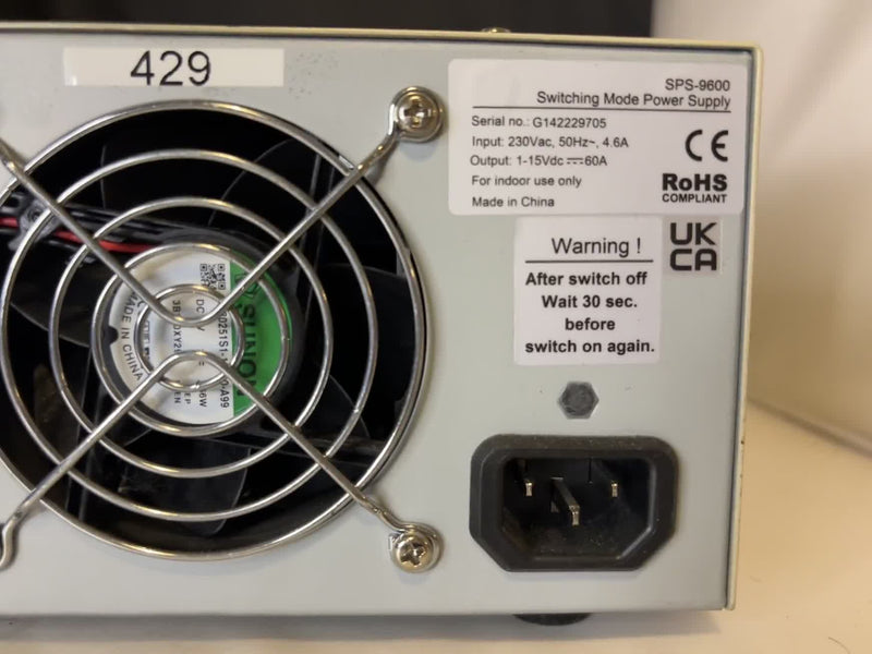 SPS-9600 Switching Mode DC Regulated Power Supply 1-15V 60A 230VAC Input