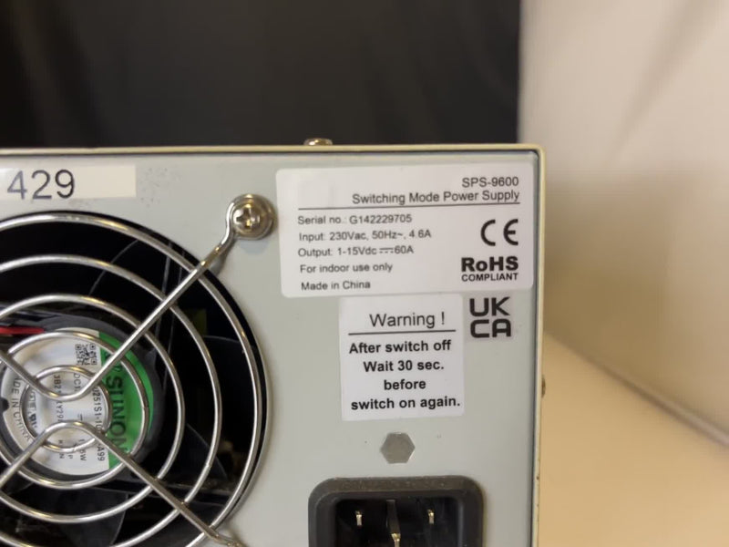 SPS-9600 Switching Mode DC Regulated Power Supply 1-15V 60A 230VAC Input