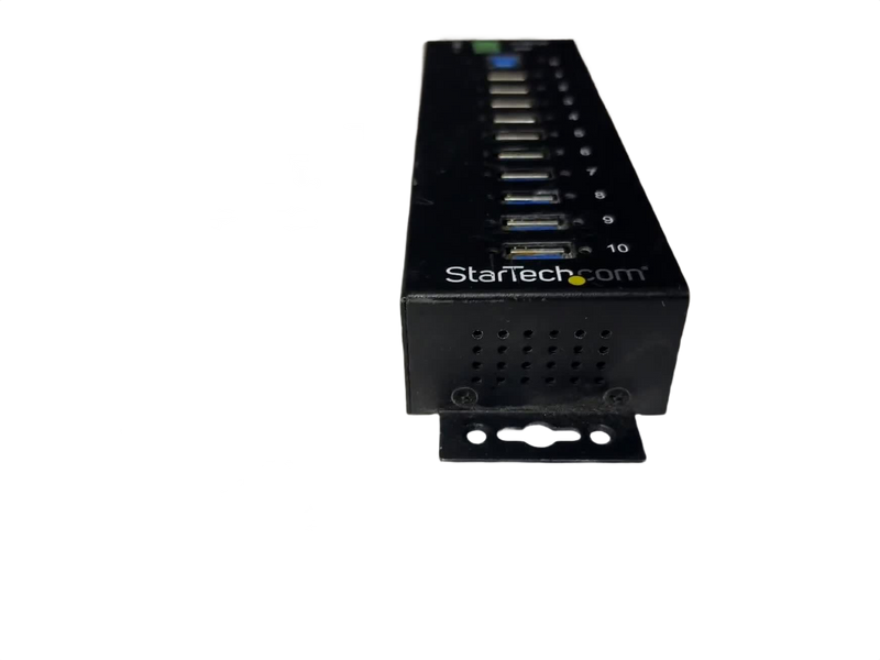 StarTech 10-Port Industrial USB 3.0 Hub Metal DIN Rail 7-24VDC Power Used
