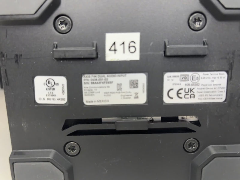 Axis F44 Dual Audio Input P/N 0936-001-02 PoE Network S/N B8A44F4FE6BF