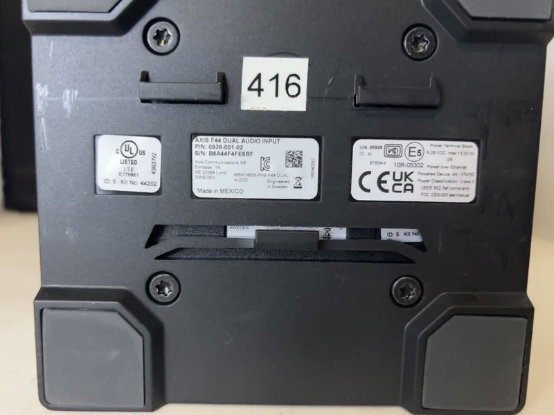 Axis F44 Dual Audio Input P/N 0936-001-02 PoE Network S/N B8A44F4FE6BF