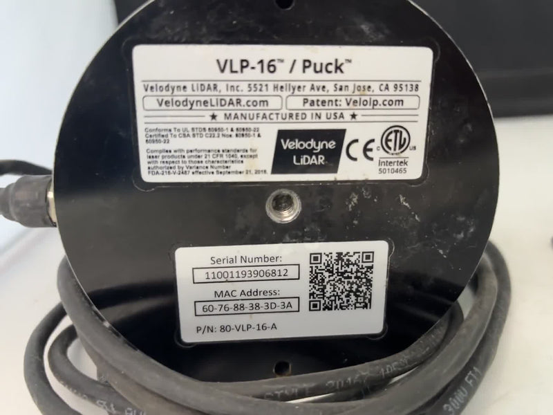 Velodyne VLP-16 Puck LiDAR Sensor 3D 360° 16-Ch | P/N 80-VLP-16-A | S/N 11001193906812