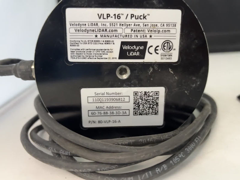 Velodyne VLP-16 Puck LiDAR Sensor 3D 360° 16-Ch | P/N 80-VLP-16-A | S/N 11001193906812