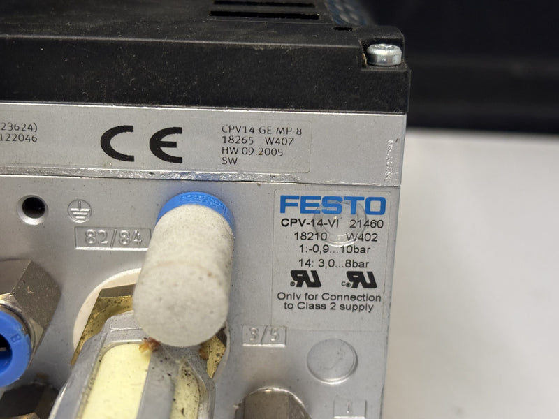 Festo CPV-14-VI Valve Terminal P/N 21460 18210 W402 8-Station Pneumatic Used