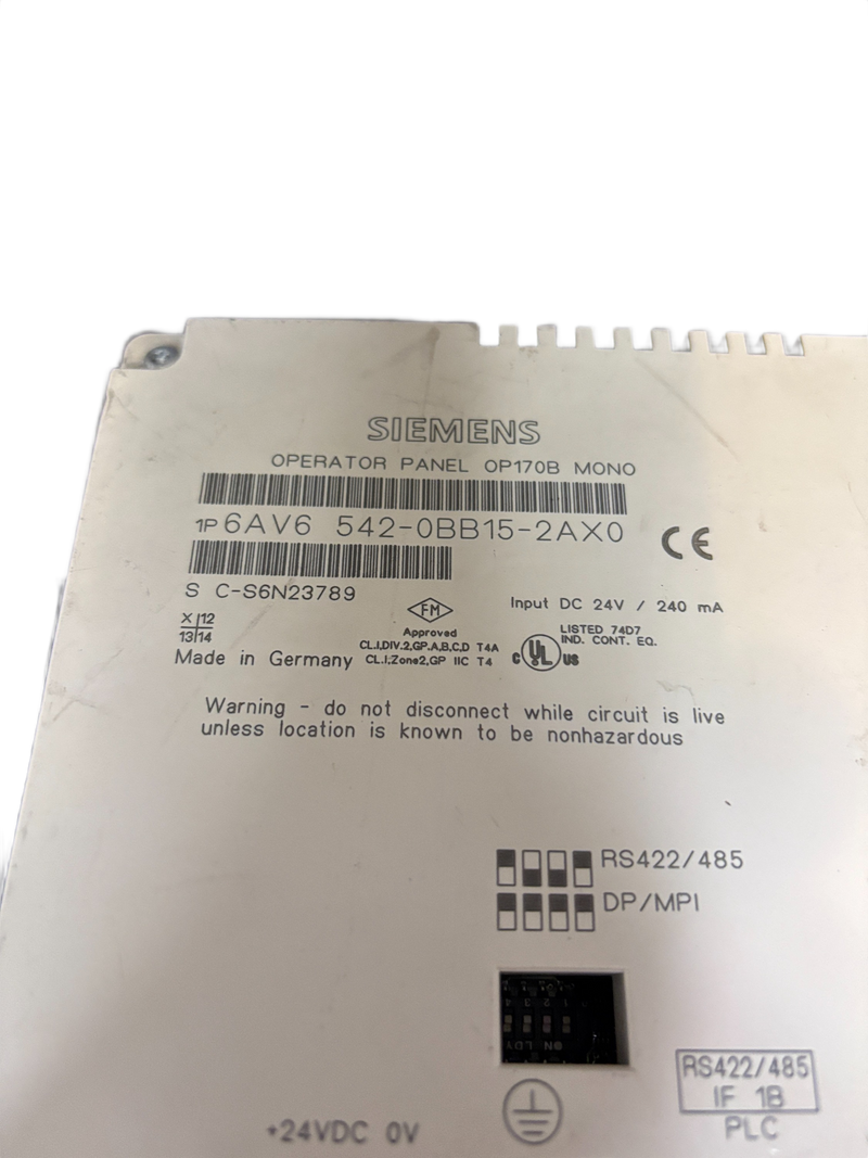 Siemens SIMATIC Panel OP170B MONO Operator Panel - 6AV6542-0BB15-2AX0