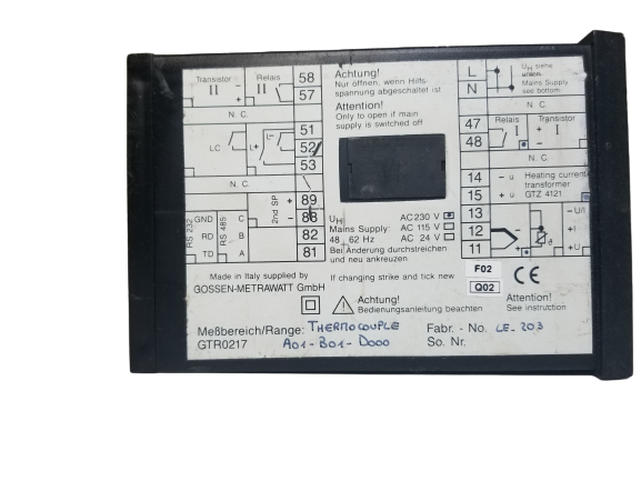 Gossen Metrawatt GTR0217 Temperature Controller