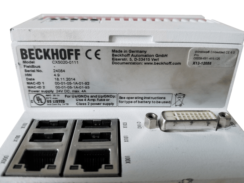 Beckhoff Cx5020-0111 CPU Module - No CF Card - A1 Customer