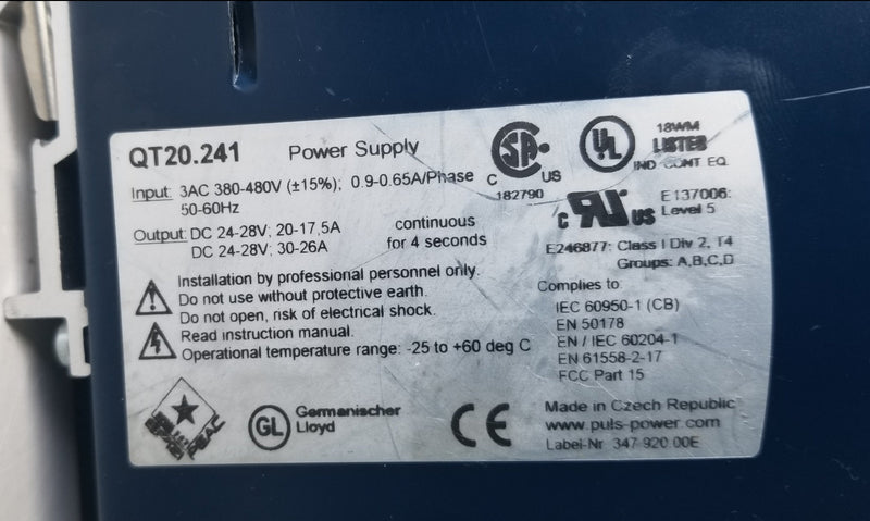 PULS DIMENSION QT20.241 GS1/GS2 POWER SUPPLY