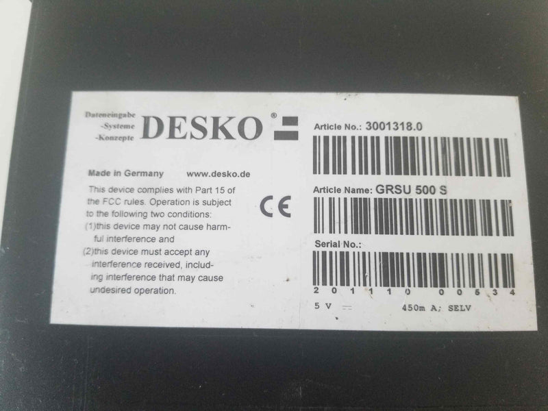 Desko Scanner GRSU 500 S Article 3001318.0