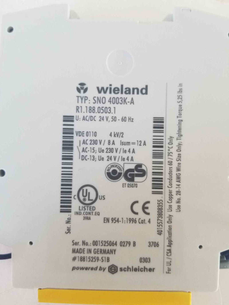 Lot of 5x Wieland Typ SNO 4003K-A Safety Relay Switch E-stop