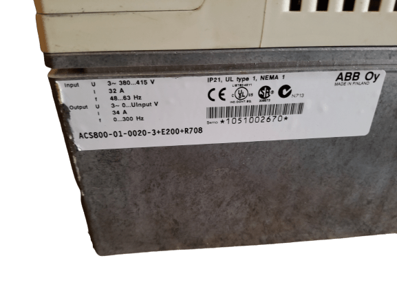 ABB VFD Drive ACS800-01-0020-3+E200+R708 15KW wall mounted drive