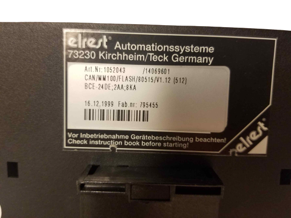 Elrest ELACAN II Mini 73230 Automationssysteme 1052043 ASYS/CAN/MM100/FLASH/80515/V1.12