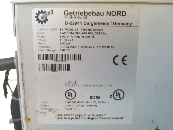Getriebebau NORD VFD Inverter 7.5kw  drive SK 7500/3 CT
