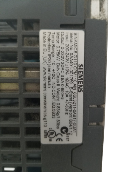 Siemens Sinamics G110 Taajuusmuuttaja 0,75KW