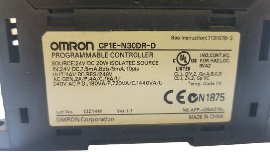 Omron PLC CPU Programmable Controller CP1E-N30DR-D & CP1W-MAD11