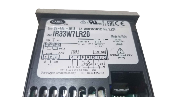 Carel controller temperature relay IR33W7LR20