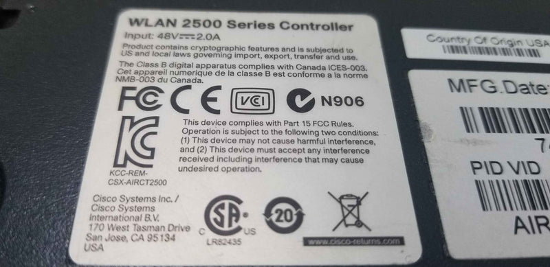 Cisco AIR-CT2504-5-K9 2500 Series Wireless Controller 5 AP License Access Point