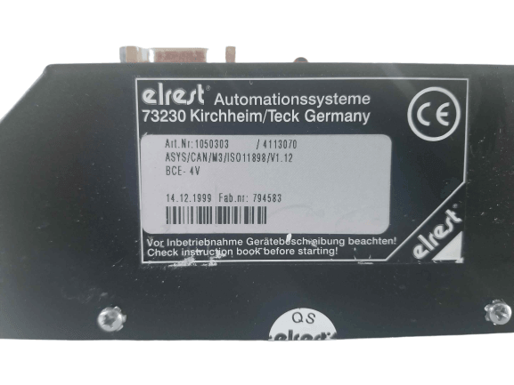 Elrest Automationssysteme 73230 ArtNo: 1050303 ASYS/CAN/M3/ISO11898/V1.12 - A1 Customer