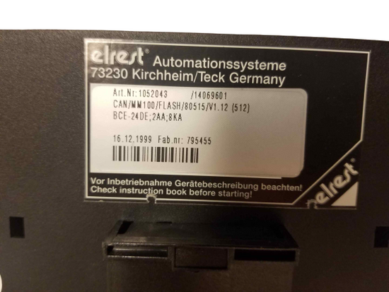 Elrest Automationssysteme 73230 ArtNo: 1052043 ASYS/CAN/MM100/FLASH/80515/V1.12