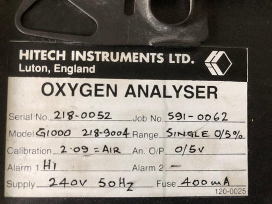 2x Hitech Instruments G1000 Oxgen Analyser + Galvanic Oxygen Cell - A1 Customer