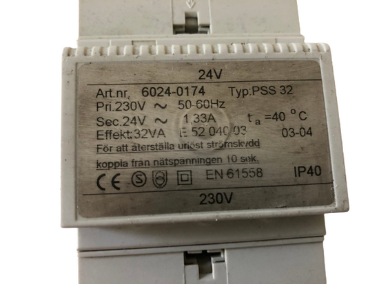 Tufvassons Power Transformer 230VAC , output : 25VAC, Artnr: 6024-0139