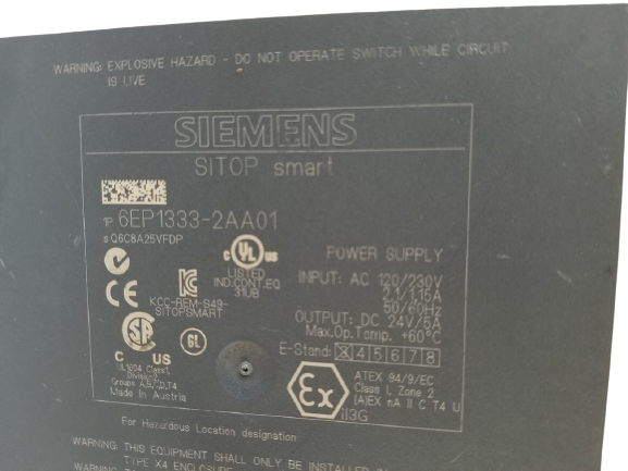 SIEMENS SITOP Smart 5A Power Supply 24VDC 6EP1333-2AA01