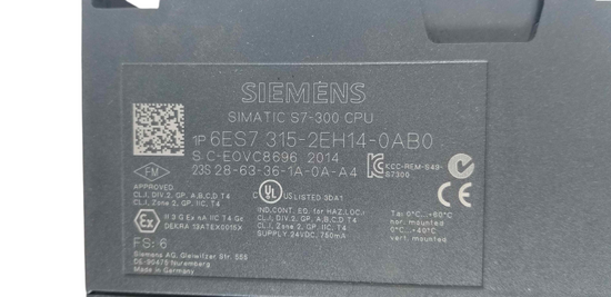 Siemens Simatic315 6ES7 2EH14-0AB0 S7 300 CPU 315-2 PN/DP